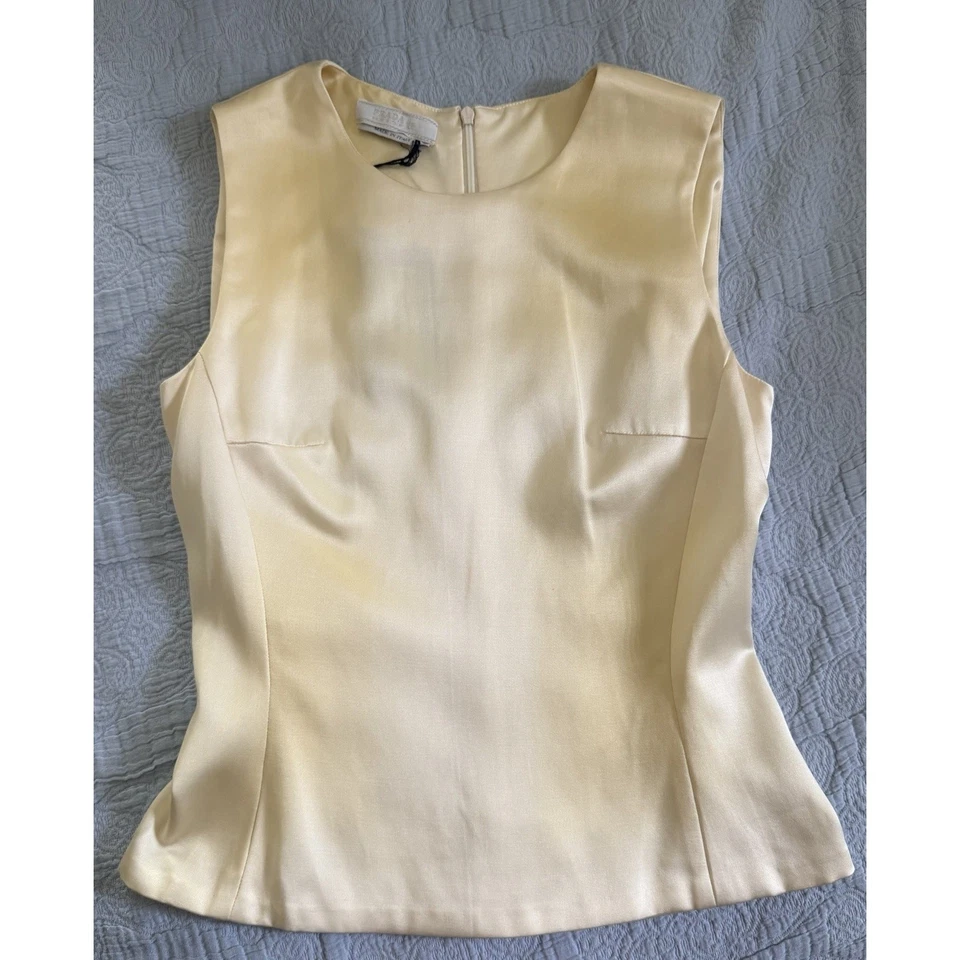 Vintage Prada Y2K Satin Shell Tank Ivory Raso Luce w/ Tags Italy Sz IT 38 - Image 1 of 4
