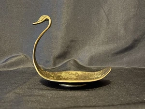Vintage Messing Schwan Schmuck Bonboniere/Seifenschale Dekor Metallwaren Patina 5,5" - Bild 1 von 7
