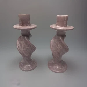 Genuine Besmo Candlestick Holders, Made in Kenya, Besmo Soapstone - Set of 2 - Picture 1 of 13
