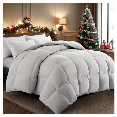 Edredom de penas luxuoso tamanho duplo - Coleção hotel para todas as estações - Cinza claro - Imagem 1 de 4