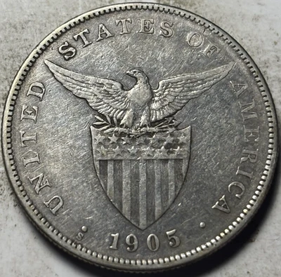1905-S US Issue Philippines One Peso. Attractive Circulated Details, Cleaned - image 1 of 2