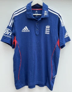 England Cricket Shirt Adidas 2012 Blue Short Sleeve Polo Mens Medium M - Picture 1 of 11