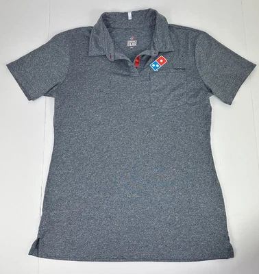 Polo informal de entrega de pizza de manga corta azul/gris para mujer Dominos Foto 1 de 4