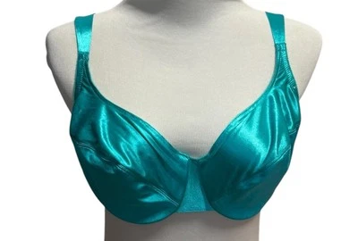 Sujetador Victoria Secret Vintage 34D Segunda Piel Azul Teal Sólido Satén Con Aros Foto 1 de 4