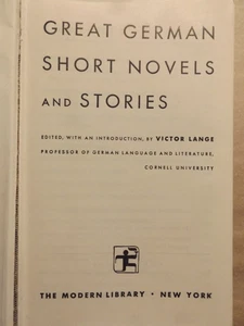 great german short novels and stories book, by victor lange, 1952 Hardcover - Picture 1 of 3