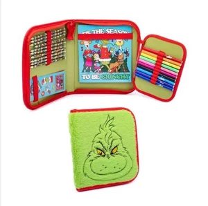 The Grinch Stole Christmas Fluffy Green Filled Pencil case Stationery School Set - Picture 1 of 6