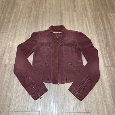 Chaqueta corta de colección Abercrombie & Fitch de pana para motociclista motocicleta mujer pequeña Foto 1 de 4