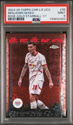 2024-25 Topps Chrome UCC 95 Benjamin Šeško Rose Gold Starball 1/1 PSA 9 Oneofone - Image 1 of 4