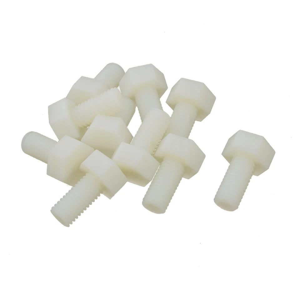 10 Pcs M10 x 20 mm, Vite esagonale filettata in Nylon completa - Immagine 1 di 1