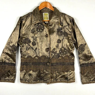 Винтажный флэшбэк куртка крючком бисером WMs размер M украшенный отлива богемное хиппи - Изображение 1 из 4