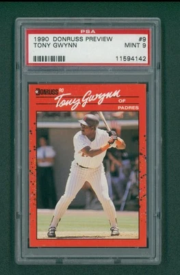 Tarjeta de béisbol Donruss Preview 1990 - #9 Tony Gwynn, PSA 9 como nueva Foto 1 de 2