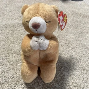 Ty Beanie Baby Home Praying Bear - Very rare with Tag Errors Brown - Picture 1 of 10