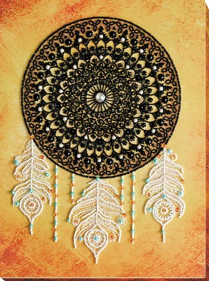 DIY Bead Embroidery Kit Lace Dreamcatcher Beaded stitching needlepoint beadwork - Image 1 of 4