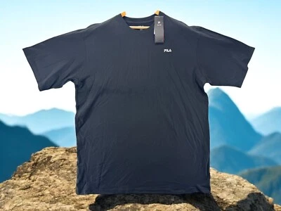 FILA Black Logo Crew Neck T-Shirt Short Sleeve 2XLT Cotton Tee - Image 1 of 4