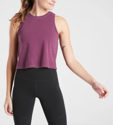 Camiseta sin mangas ATHLETA MUJER MORADA SIN MANGAS ALGODÓN ORGÁNICO DIARIO TALLA XS Foto 1 de 3