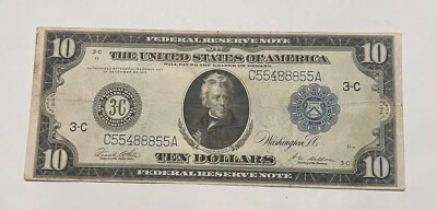 1914 $10 Philadelphia Federal Reserve Note FR-915c nice VF Scarce - Image 1 of 2