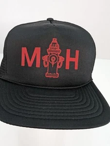 M H Valve Company Logo Men Black Wide Brim Braid Mesh Back Adj Snapback Cap Hat - Picture 1 of 8