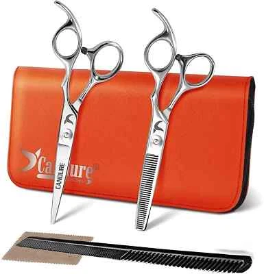 CANDURE Professional Hair Cutting Thinning Scissors set Shears Barber Salon Hairdressing