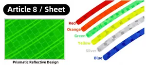 1 sheet / 8 stripes Bike Bicycle Reflective Stickers Wheel Rim Reflectors - Picture 1 of 10