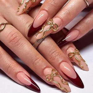 24 Set Lange Französische Press-On Nägel, Valentine press on nails set, Valentin - Bild 1 von 7