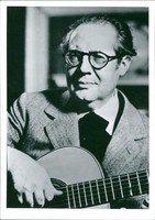 Andr/és Segovia,Playing Guitar,with Pipe in his Mouth,c1947,Classical Guitarist INFINITE PHOTOGRAPHS Photo