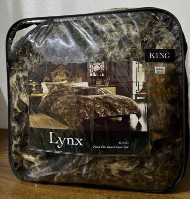 JUEGO FUNDA NÓRDICA LYNX KING PIEL SINTÉTICA 104" X 90" INCLUYE DOS FUNDAS ALMOHADA KING NUEVO Foto 1 de 4