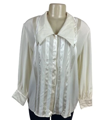 Blusa vintage de satén crema para mujer Starington Saks Fifth Avenue talla 16 Foto 1 de 4