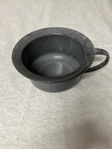 Vtg. Gray Enamel Granite Ware 7.5" W Chamber Pot w/Handle - Picture 1 of 3