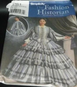 Costume abito da giorno storico XVIII secolo GWTW anni 1860 modello cucito 6-12 LARP - Foto 1 di 4