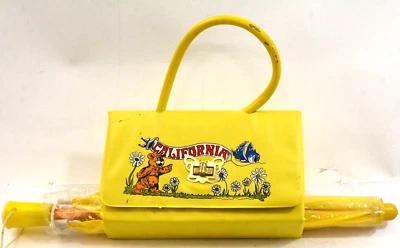 Cartera y paraguas vintage de recuerdo de California para niños combinación años 70 Foto 1 de 4