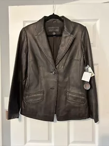 Jaclyn Smith Chocolate Brown Classic Genuine Lambskin Leather Jacket - Size 10 - Picture 1 of 5