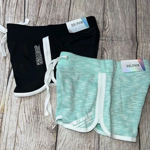 Justice Size 6 Dolphin Short Lot Bundle Mint Green And Black NEW - Picture 1 of 2