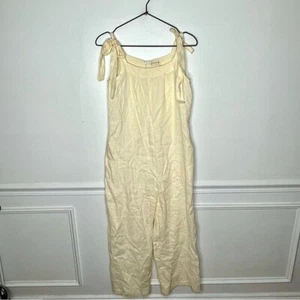 OFFON Clothing Yellow Linen Adjustable Tie-Strap Playsuit Jumpsuit - Picture 1 of 11