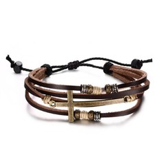 Rope Handwoven Men Jewelry Multilayer Ethnic Bracelet Bronze Leather Women