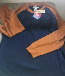 Suéter Duluth para Hombre Azul Marino y Naranja Oscuro Talla 3XLNotToo Caliente: No Demasiado Frío NUEVO-ETIQUETA - Imagen 1 de 12