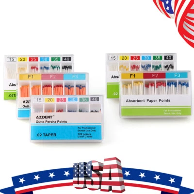 AZDENT Dental Gutta Percha Points &Absorbent Paper Points Endodontic Root Canal - Image 1 of 4