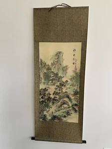 Intellectuals In A Bamboo Forest Chinese Scroll Wall Hang Signed Artwork - Picture 1 of 5
