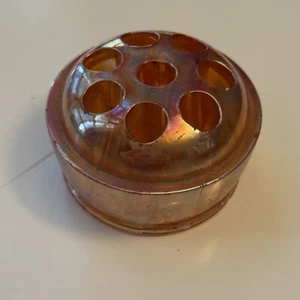 Vintage Pink Depression Glass Flower Frog Eight Hole Round mk - Picture 1 of 5