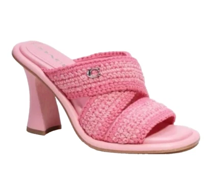 Coach Quintin Pink Cross Strap Crochet Slip On Sandals 8.5 NWOT - Image 1 of 4