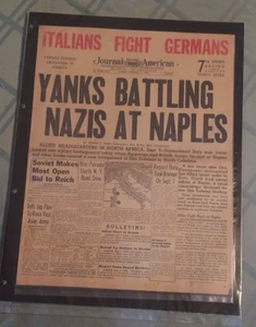 1943 NY JOURNAL AMERIKANISCHE ZEITUNG YANKS KÄMPFENDE NAZIS SCHLAGZEILE ORIGINAL SEHR GUTER ZUSTAND - Bild 1 von 4