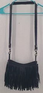 Vintage McFadin Stacy & Laurie Black Leather Fringe Purse Western Shoulder Bag - Picture 1 of 24