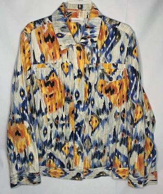 Chaqueta Chicos Talla 3 Mujer Mezcla de Lino Beige Talla XL Tribal Azteca Suroeste Foto 1 de 4