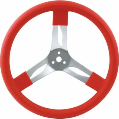 Quickcar 68-0011 Steering Wheel 3 Spoke 15" Diameter Red Grip - Image 1 of 3