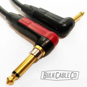 4 pies - Cable de guitarra silencioso Mogami 2524 - extremos de ángulo recto neutro - tapones dorados - Imagen 1 de 10