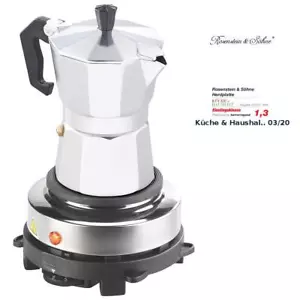 Elektrische Mini-Einzel-Kochplatte & Espresso-Kocher, 500 W, 3 Tassen - Bild 1 von 12