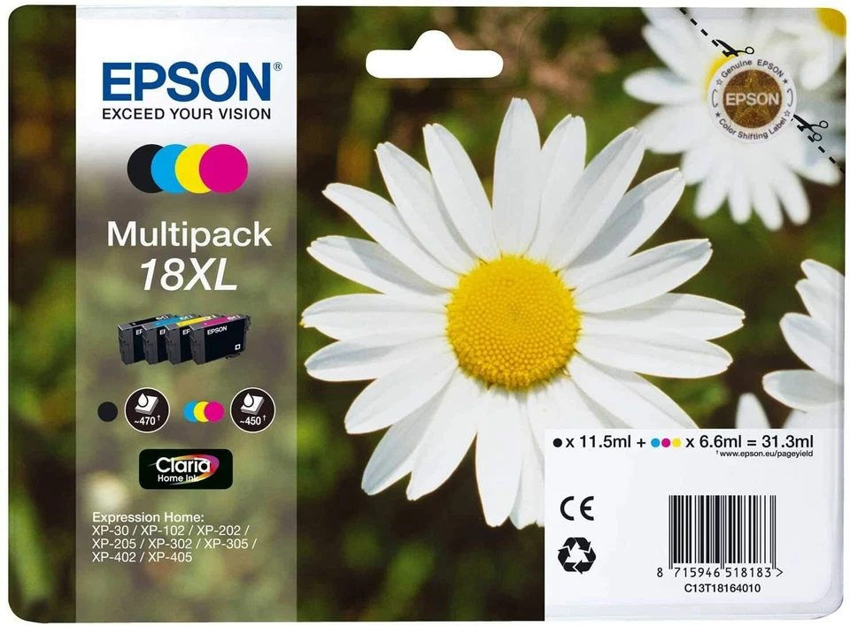 CARTUCCIA EPSON 18 XL MARGHERITA ORIGINALE - MULTIPACK COLORI - Immagine 1 di 1