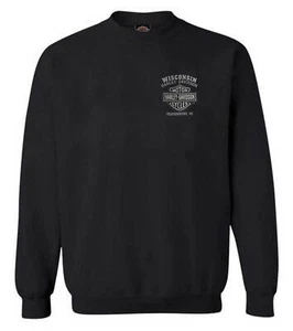 Harley-Davidson Men's Ghoulish Biker Skull Pullover Fleece Sweatshirt, Black - Picture 1 of 2