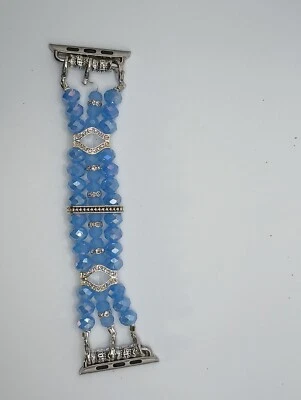 Correa para Apple Watch Lake Blue de 8 mm con detalles plateados. Foto 1 de 2