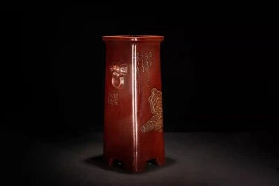 Maceta Bonsai Cuadrada Hecha a Mano Refinada Pintura Antigua China 11.8" Foto 1 de 4