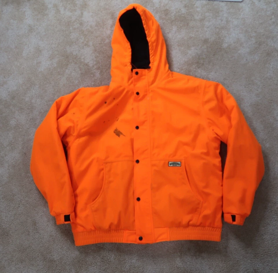 Chaqueta Field Stream Para Hombre Grande Naranja Brillante Chaqueta Aislante con Capucha Caza Foto 1 de 4